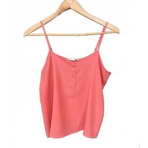 Forever 21 Y2K Coral Pink Spaghetti Strap Button Front Cami 90s Style, Size S
